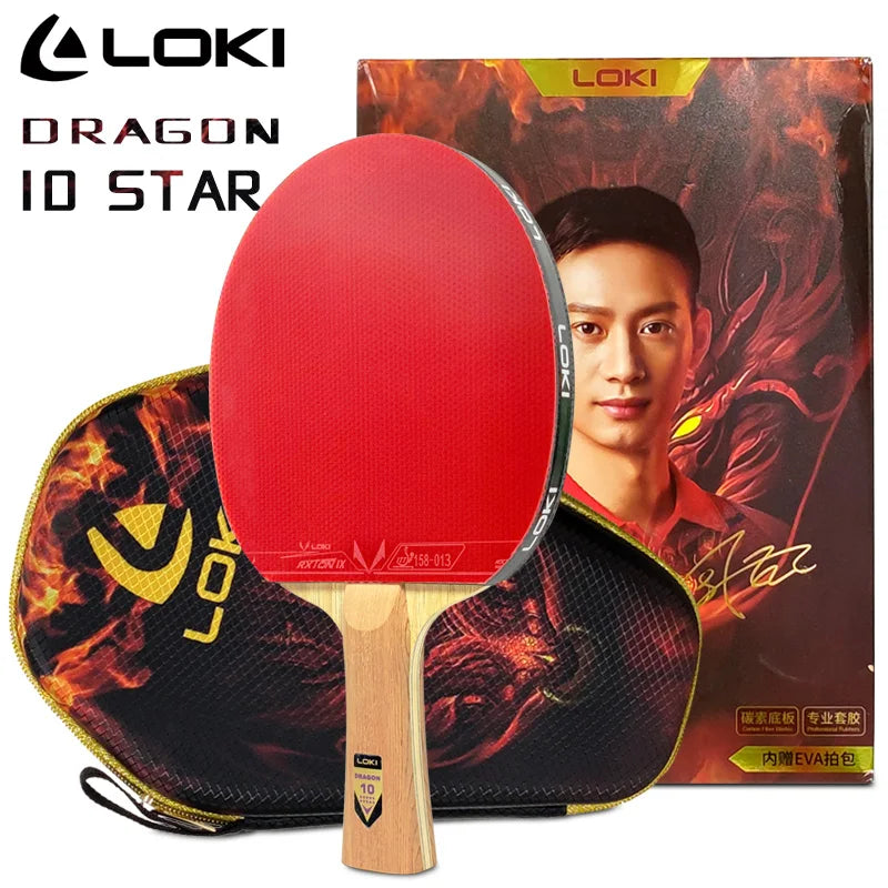 LOKI DRAGON 10 STAR Table Tennis Racket Professional 5 Wood 2 ALC Ping Pong Paddle Bat Carbon Blade with FH RXTON 9 & BH RXTON 7