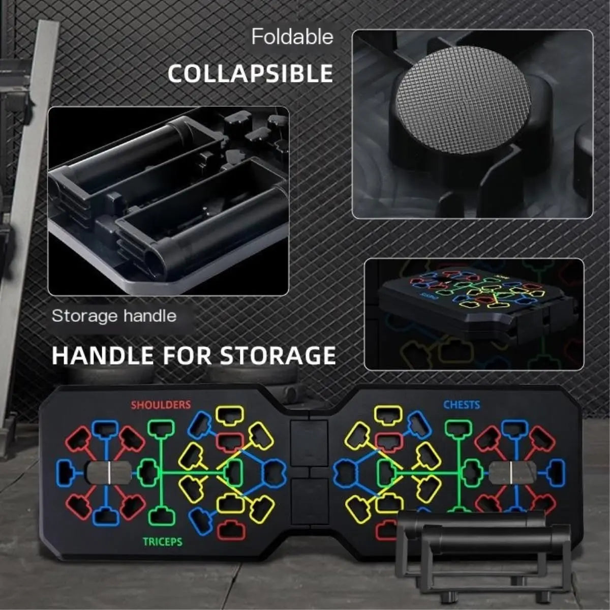 Portable Multifunctional Push-up Board Set With Handles Foldable Fitness Equipment For Chest Abdomen Arms And Back Training