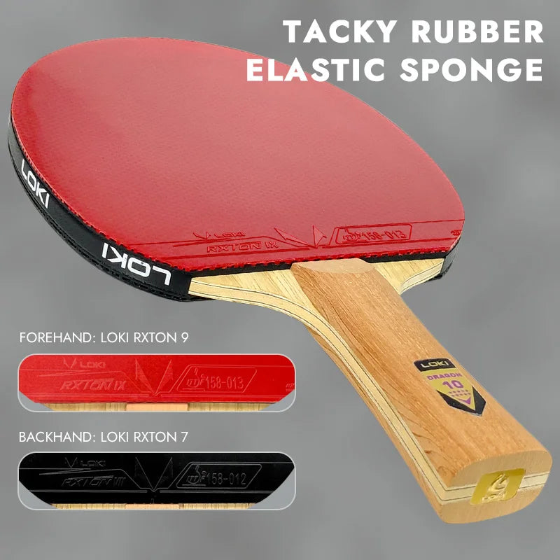 LOKI DRAGON 10 STAR Table Tennis Racket Professional 5 Wood 2 ALC Ping Pong Paddle Bat Carbon Blade with FH RXTON 9 & BH RXTON 7