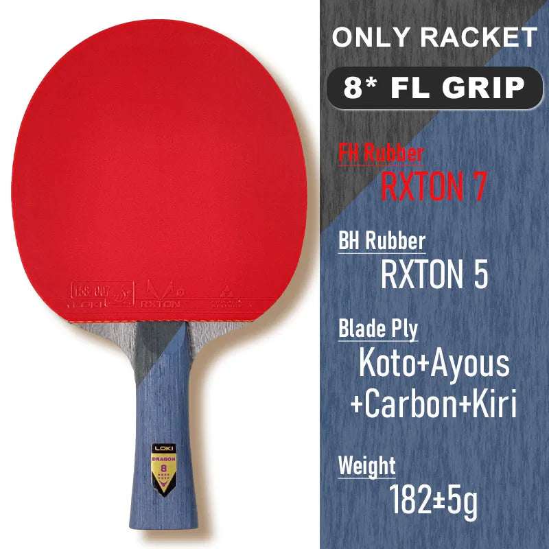 Original LOKI Table Tennis Racket Dragon Series Ping Pong Racket Paddle Bat Professional 6/7/8/9/10 Stars for All Level Players