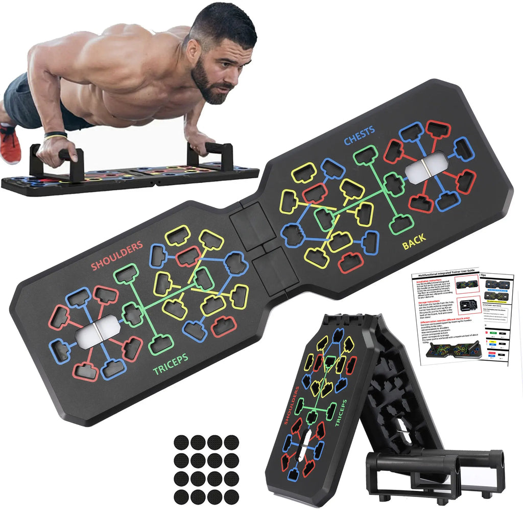 Portable Multifunctional Push-up Board Set With Handles Foldable Fitness Equipment For Chest Abdomen Arms And Back Training