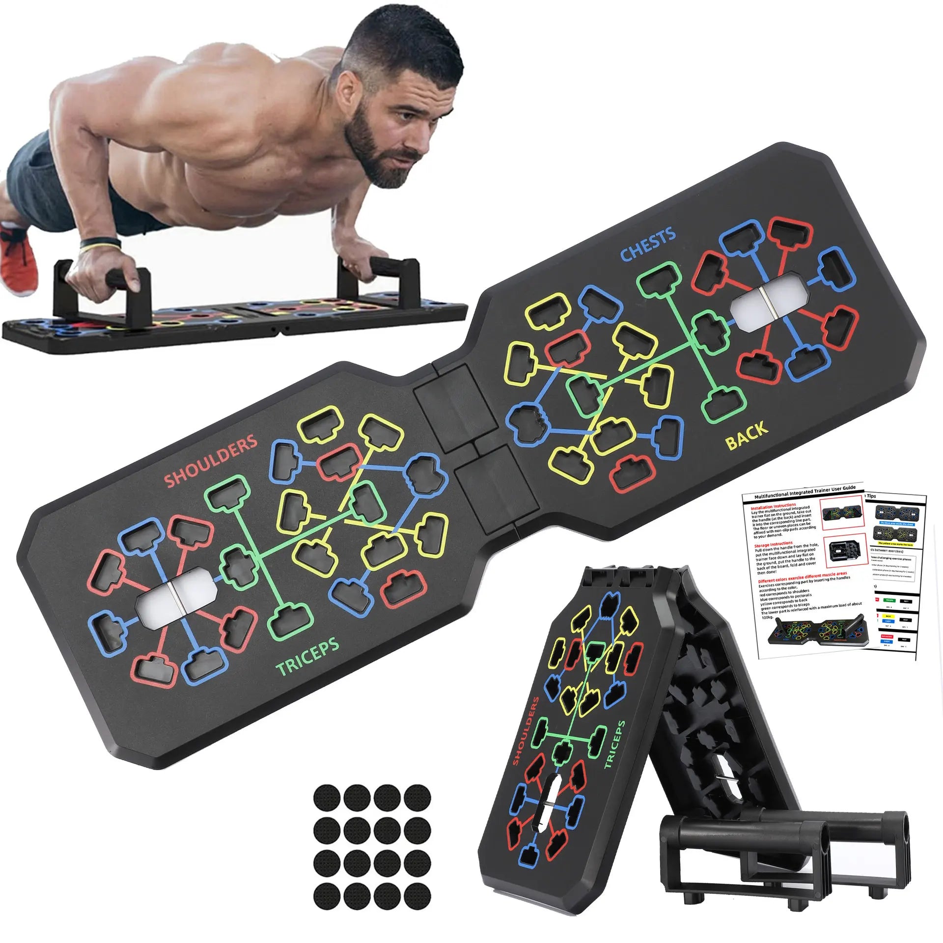 Portable Multifunctional Push-up Board Set With Handles Foldable Fitness Equipment For Chest Abdomen Arms And Back Training