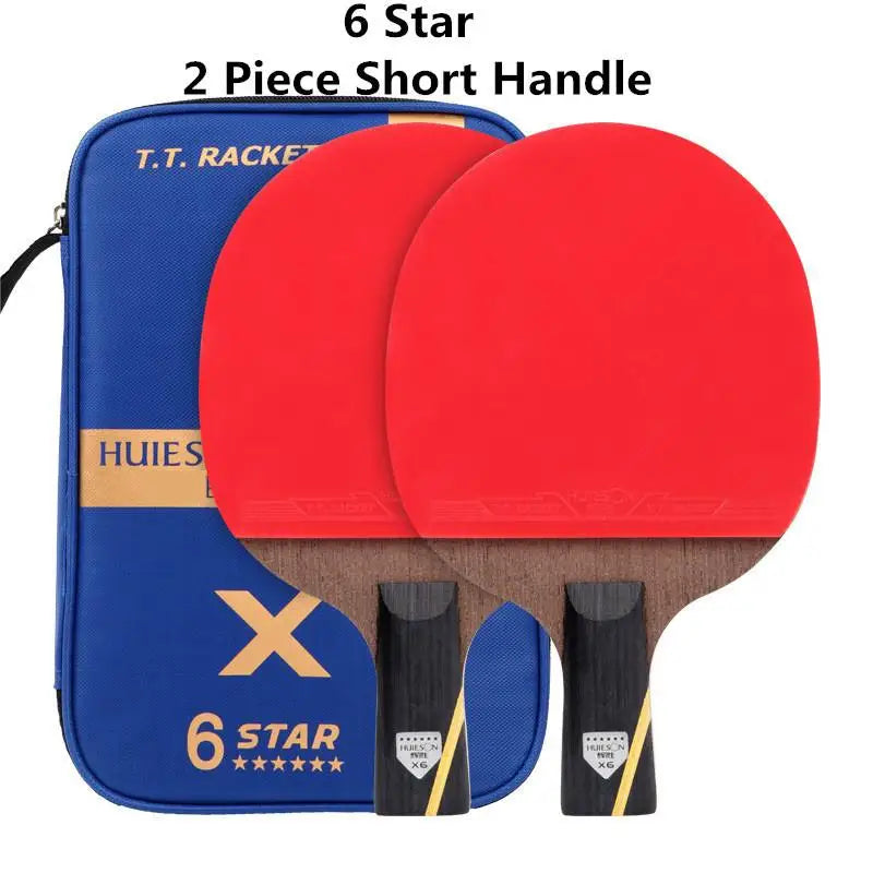 HUIESON 6 Star 2Pcs Carbon Table Tennis Set Super Powerful Ping Pong Raet Bat For Adult Club Training New Upgraded
