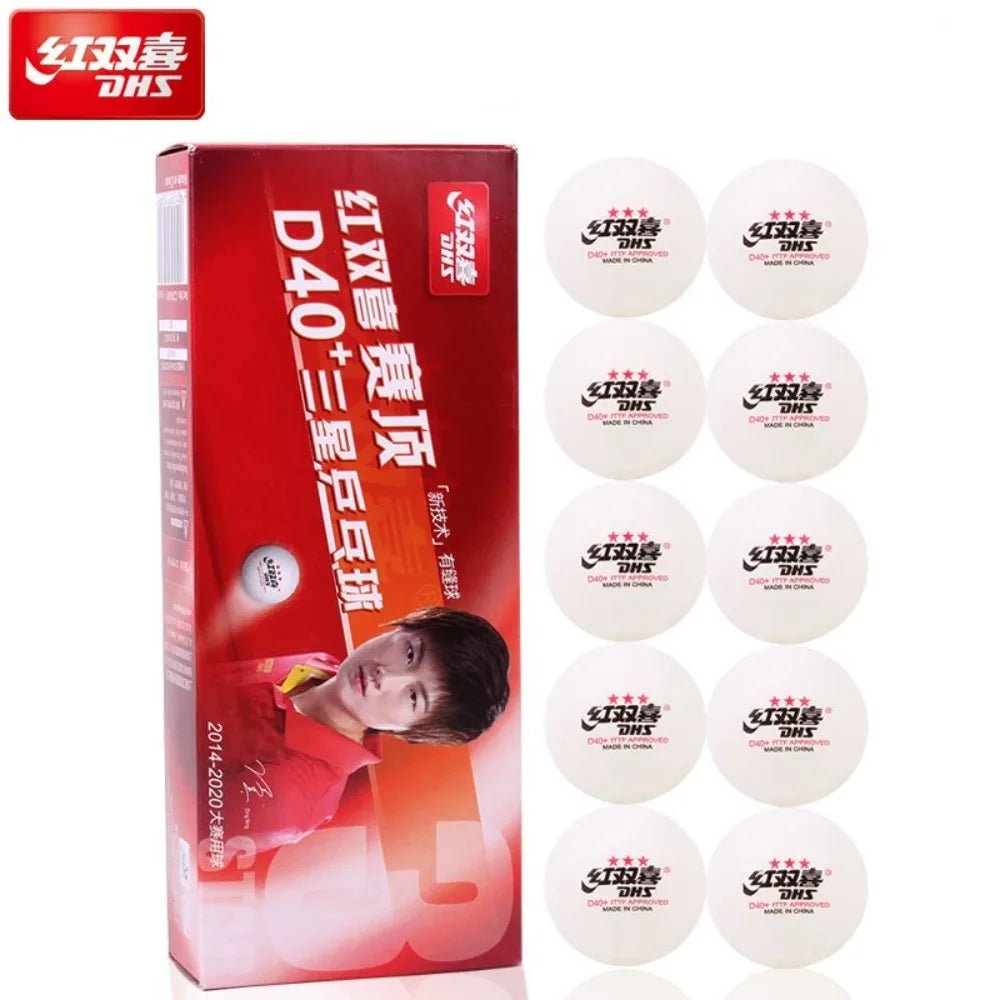 10 pcs DHS Seamed Table Tennis Balls D40+ ABS New Material 10 Pcs/Box Professional ITTF Approved Ping Pong Balls for Training