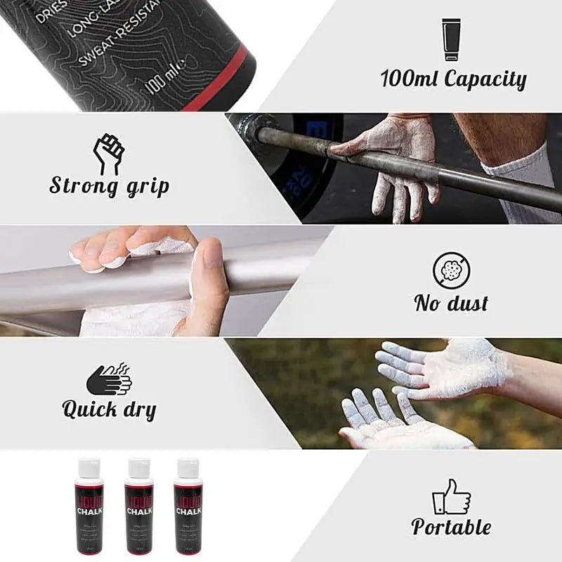 50ml/100ml Liquid Chalk Sweat-Resistant Workout Magnesium Powder Anti-slip Cream Grip Weight Lifting Climbing Gym Sports Chalk