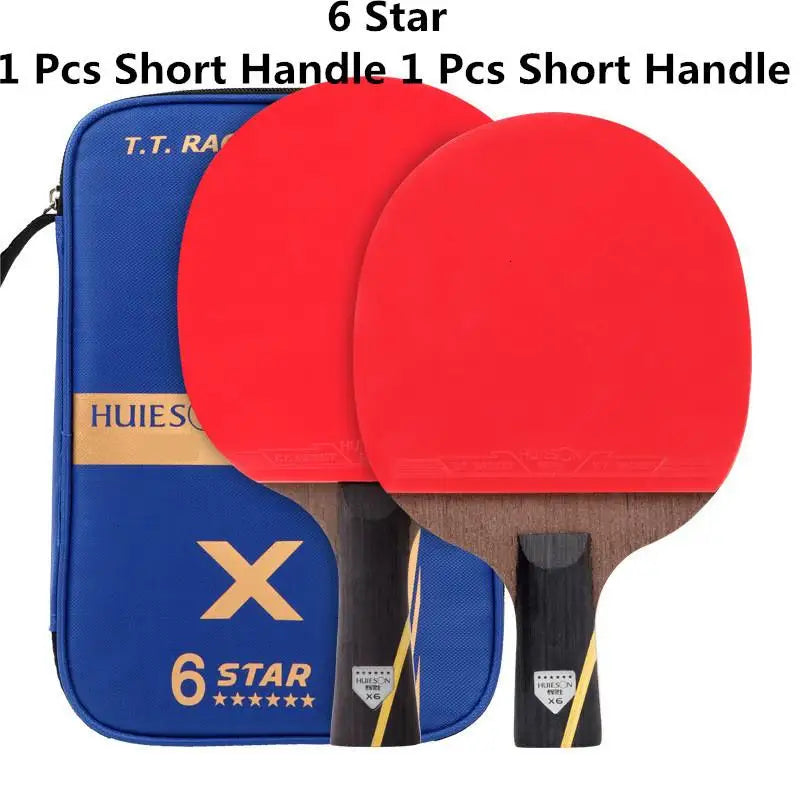 HUIESON 6 Star 2Pcs Carbon Table Tennis Set Super Powerful Ping Pong Raet Bat For Adult Club Training New Upgraded