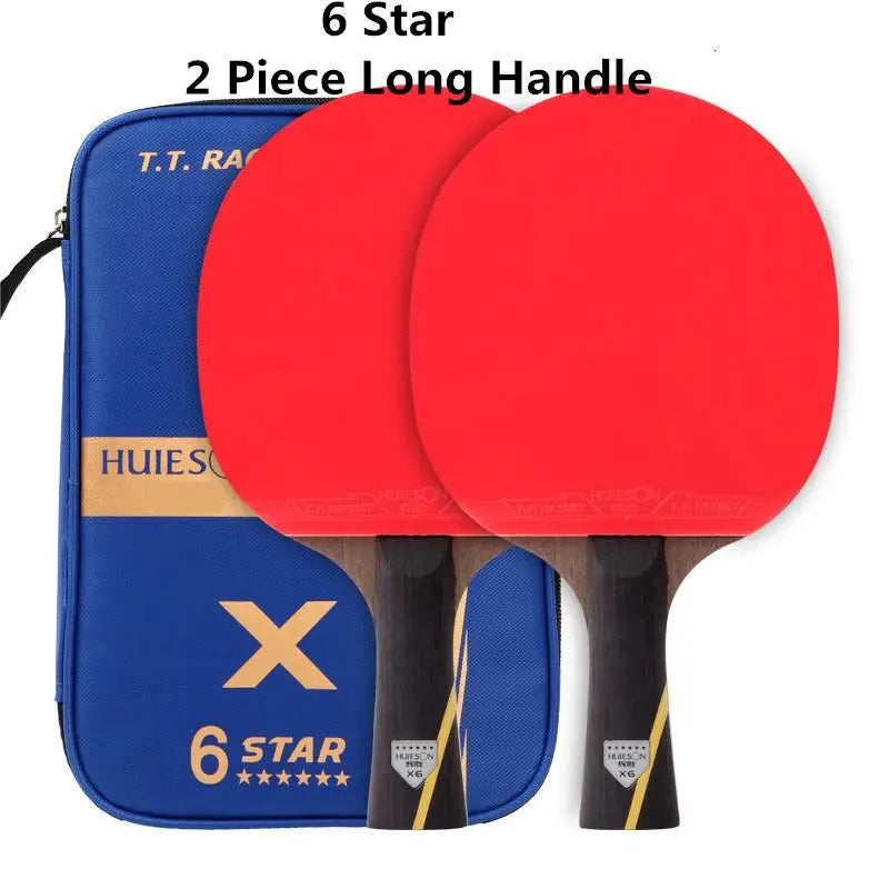 HUIESON 6 Star 2Pcs Carbon Table Tennis Set Super Powerful Ping Pong Raet Bat For Adult Club Training New Upgraded