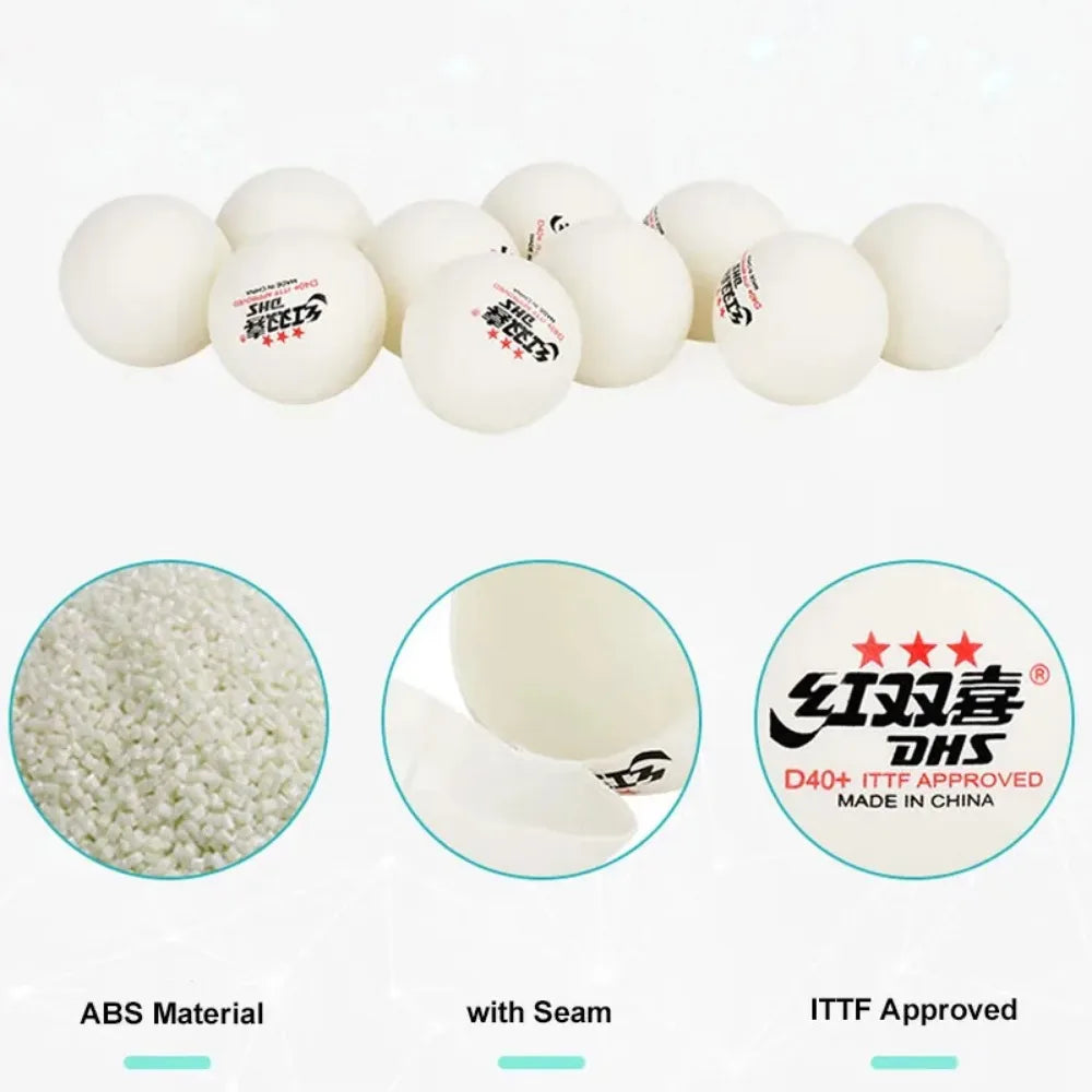 10 pcs DHS Seamed Table Tennis Balls D40+ ABS New Material 10 Pcs/Box Professional ITTF Approved Ping Pong Balls for Training