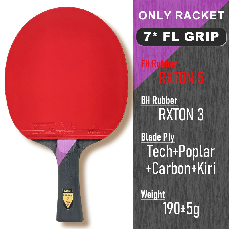 Original LOKI Table Tennis Racket Dragon Series Ping Pong Racket Paddle Bat Professional 6/7/8/9/10 Stars for All Level Players