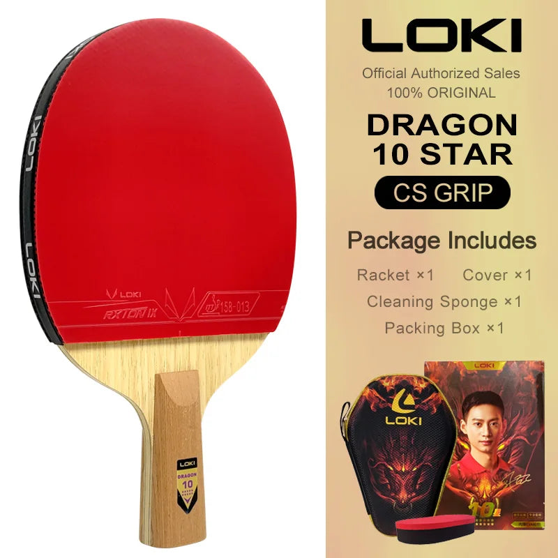 LOKI DRAGON 10 STAR Table Tennis Racket Professional 5 Wood 2 ALC Ping Pong Paddle Bat Carbon Blade with FH RXTON 9 & BH RXTON 7