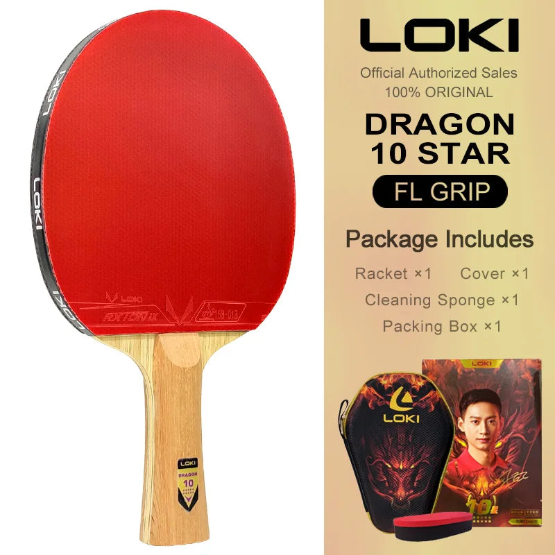 LOKI DRAGON 10 STAR Table Tennis Racket Professional 5 Wood 2 ALC Ping Pong Paddle Bat Carbon Blade with FH RXTON 9 & BH RXTON 7