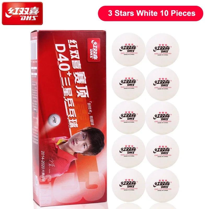 10 pcs DHS Seamed Table Tennis Balls D40+ ABS New Material 10 Pcs/Box Professional ITTF Approved Ping Pong Balls for Training
