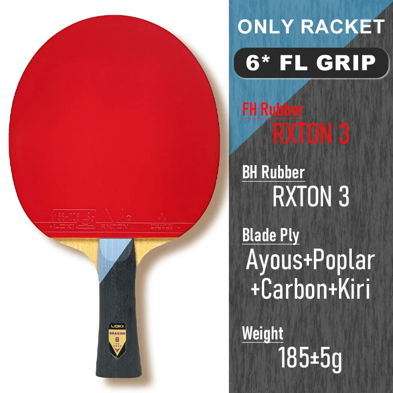 Original LOKI Table Tennis Racket Dragon Series Ping Pong Racket Paddle Bat Professional 6/7/8/9/10 Stars for All Level Players