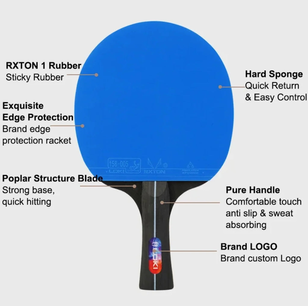 LOKI K5000 FL Long HandleTable Tennis Racket Home Entertainment PingPong Rackets with Blue Color Ping Pong Rubber