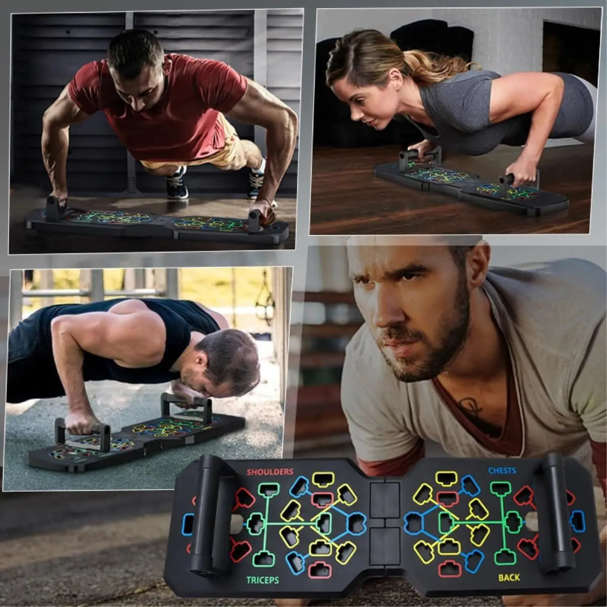 Portable Multifunctional Push-up Board Set With Handles Foldable Fitness Equipment For Chest Abdomen Arms And Back Training