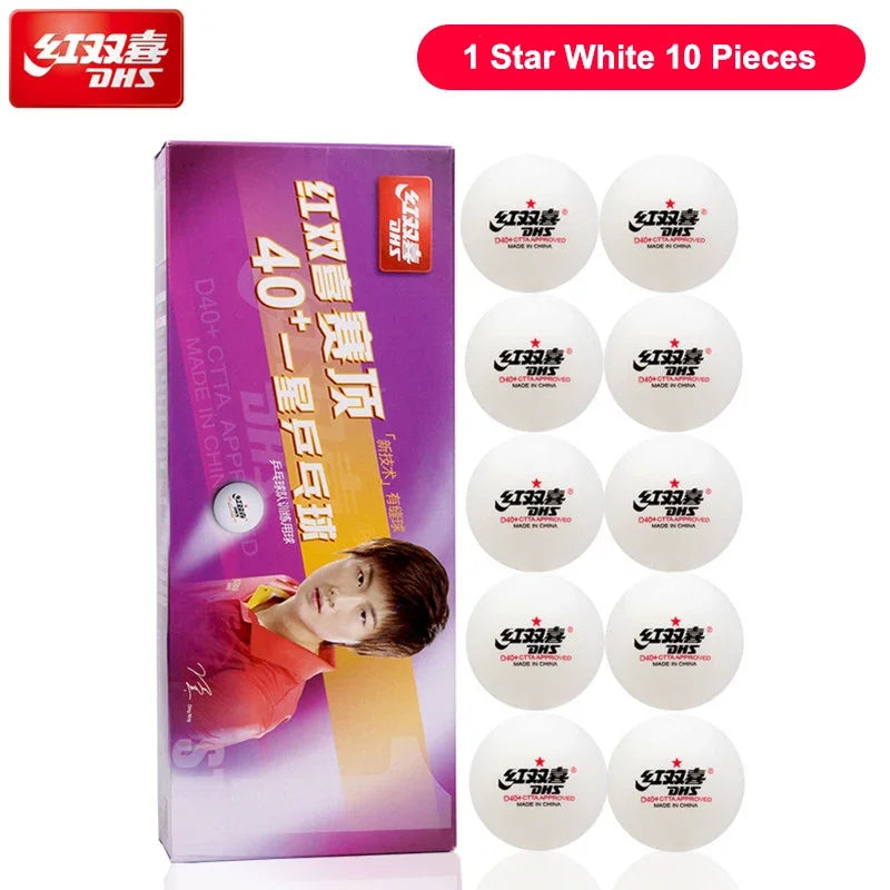 10 pcs DHS Seamed Table Tennis Balls D40+ ABS New Material 10 Pcs/Box Professional ITTF Approved Ping Pong Balls for Training